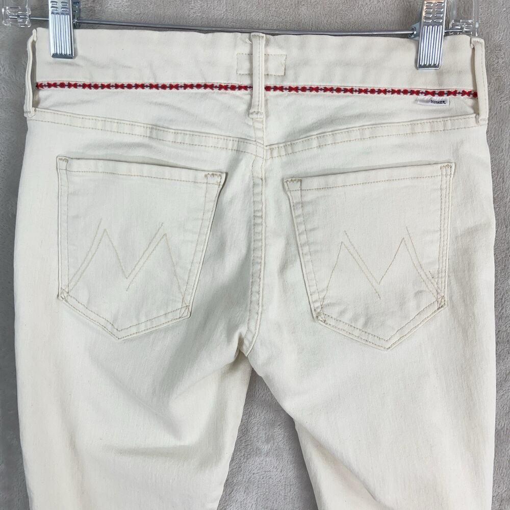 MOTHER The Looker Ankle Zip Pants Barefoot Princess Embroidered Red Trim 26" - Picture 9 of 16